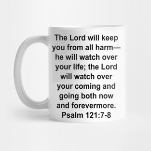 Psalm 121:7-8 NIV Bible Verse Typography Mug